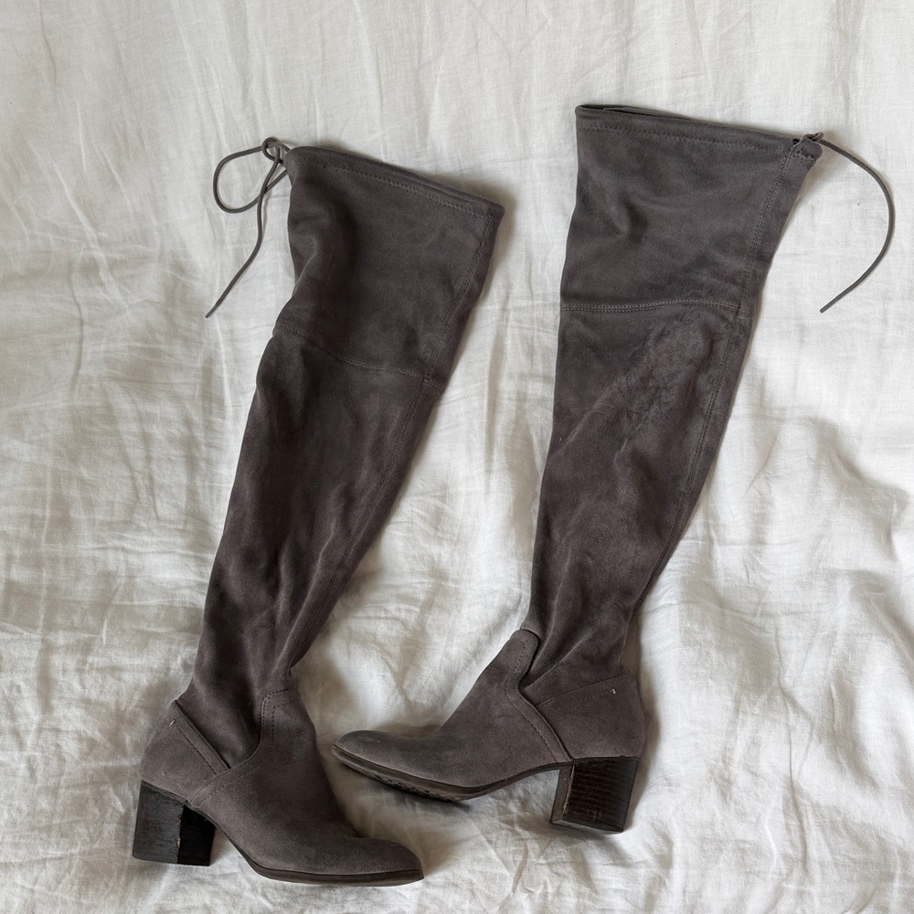 Aldo Over-the-Knee Suede Boots in Dark Gray